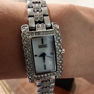 Badgley Mischka Watch Women 21mm Crystal Silver Tone Bling